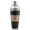 3 piece Cocktail Shaker - Ribbed Espresso / Copper / Stainless Steel - 28 ounce