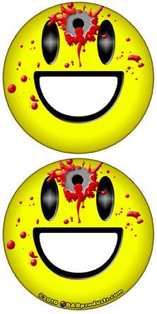 Round Bottle Opener - Bullet Hole Smiley