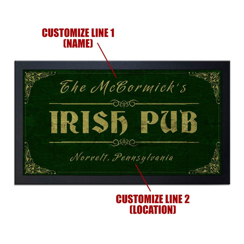 Custom Bar Service Mat - Irish Pub - 17.25" x 10"