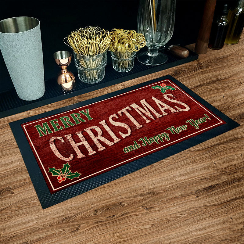 Merry Christmas Bar Service Mat - 17.25" X 10"