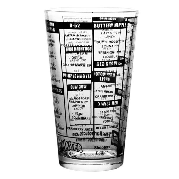 Shooters Recipe Mxing Pint Glass