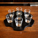 7-hole shot glass holder serving tray wood black