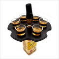 6-shooter shot glass birch wood shooter tray black