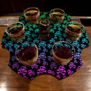 shot glass caddy skulls bones 6-shooter bottle topper