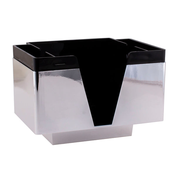 3 COMPARTMENT NAPKIN BAR CADDY - BLACK AND CHROME