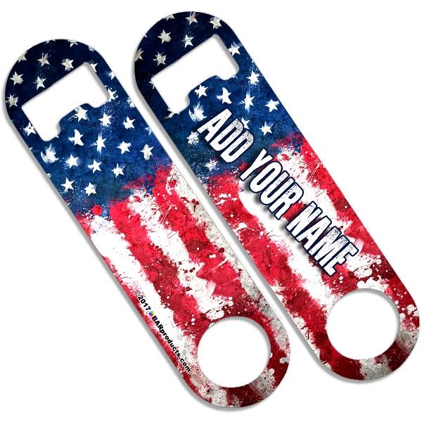 CUSTOMIZABLE Skinny Mini Bottle Opener - Grunge US Flag