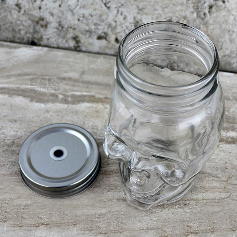 BarConic® Skull Mason Jar with Lid - 16 ounce