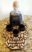 Shot Glass and Bottle Caddy - Elegant Skull