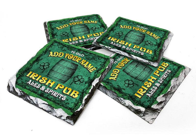 CUSTOMIZABLE Rock Slate Coaster - Irish Pub