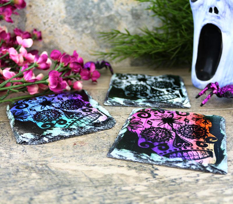 Rock Slate Coasters - Sugar Skulls - Design Options