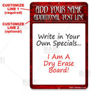 Dry Erase Specials Sign - ADD YOUR NAME - Red Abstract Template