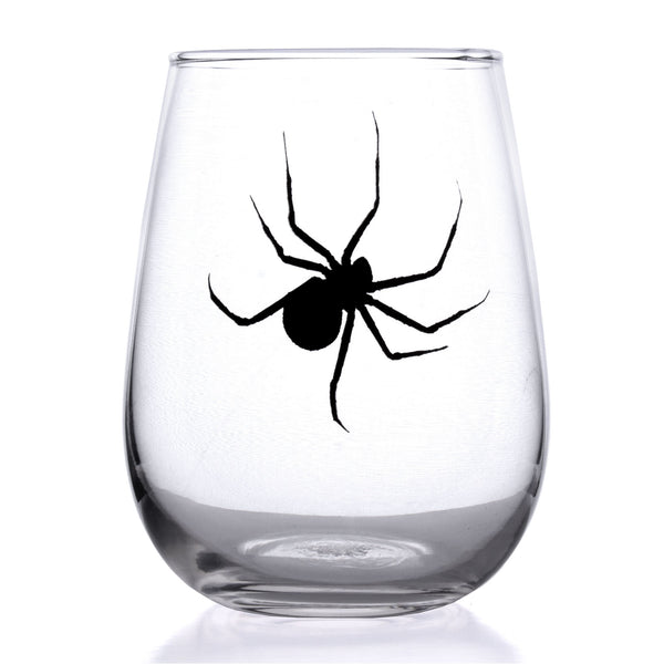 Stemless Wine / Cocktail Glass - Spider Design - 17oz