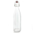 Swing Top Glass Bottle - Clear Square - 1 Liter or 17 ounce