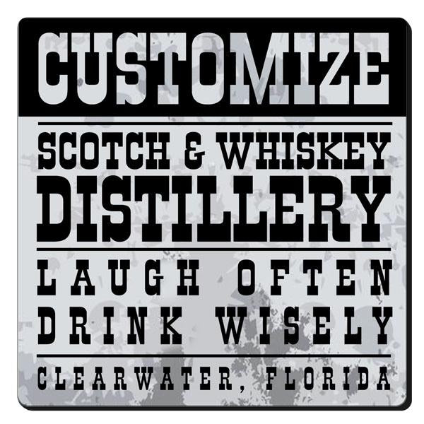 CUSTOMIZABLE Coaster - 3.5in Square Foam - Distillery Design