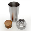 Stainless Steel 3 Piece Cocktail Shaker w/ Wood Cap - 26oz