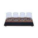 Wine Flight with Walnut Finish and Chalk Strip - Includes 12oz. Stemless Wine Glasses