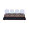 Wine Flight with Walnut Finish and Chalk Strip - Includes 12oz. Stemless Wine Glasses