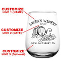 CUSTOMIZABLE - Stemless Wine Glass - 17 ounce - Wine Barrel