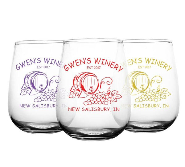 CUSTOMIZABLE - Stemless Wine Glass - 17 ounce - Wine Barrel