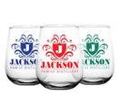 CUSTOMIZABLE - Stemless Wine Glass - 17 ounce - Crest Design 3