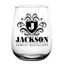 CUSTOMIZABLE - Stemless Wine Glass - 17 ounce - Crest Design 3