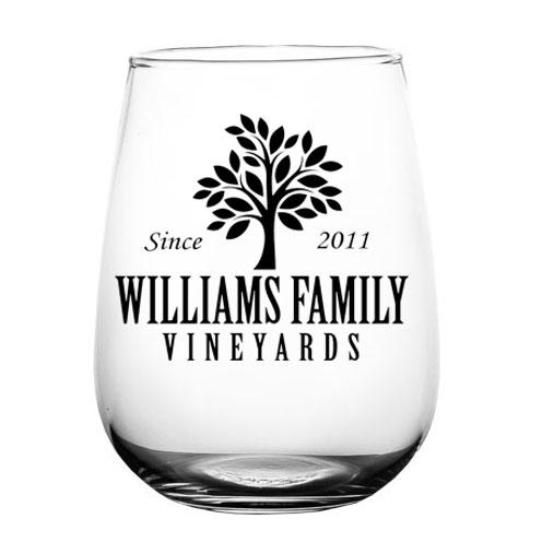 CUSTOMIZABLE - Stemless Wine Glass - 17 ounce - Family Tree