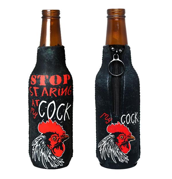 Zipper Style Bottle Cooler - Stop Staring At My Cock