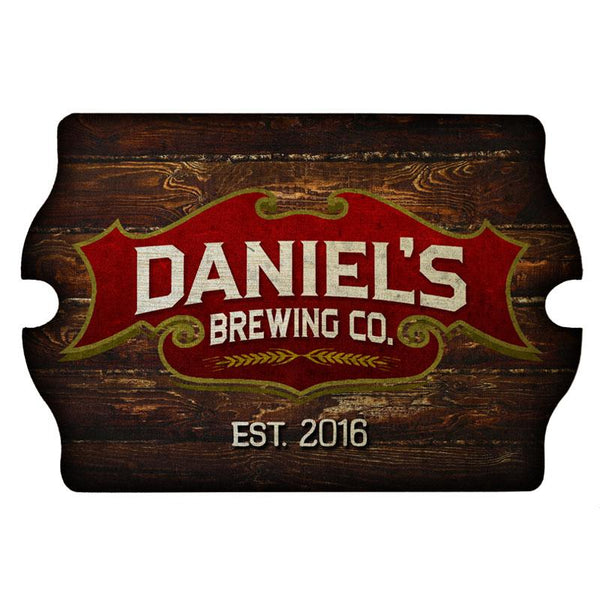 Tavern Shaped Wood Bar Sign - Brewing Company - CUSTOMIZABLE