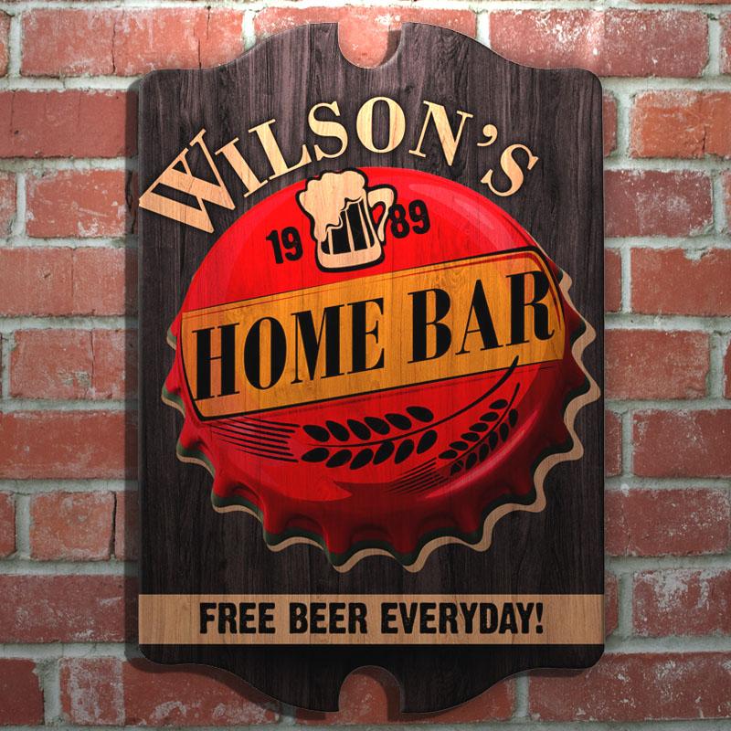 Custom Tavern Shaped Wood Bar Sign - Home Bar