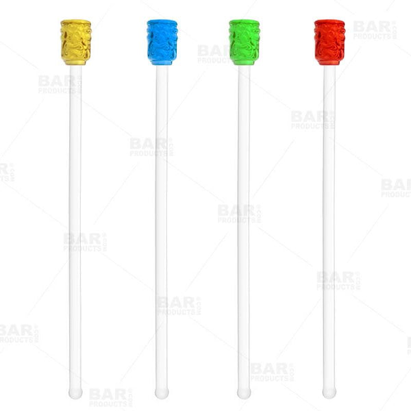  Tiki Glass Drink Stirrers - Set of 4