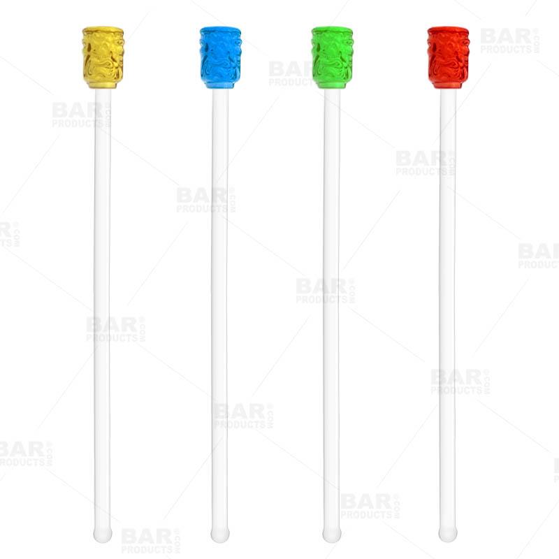  Tiki Glass Drink Stirrers - Set of 4