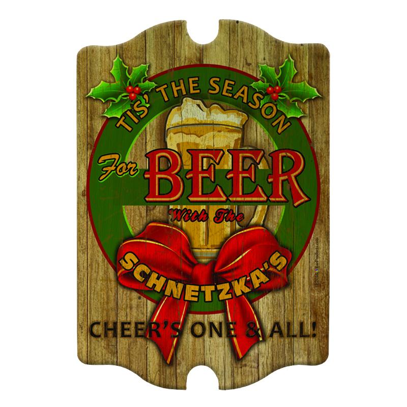 Custom Tavern Shaped Wood Bar Sign - 'Tis The Season