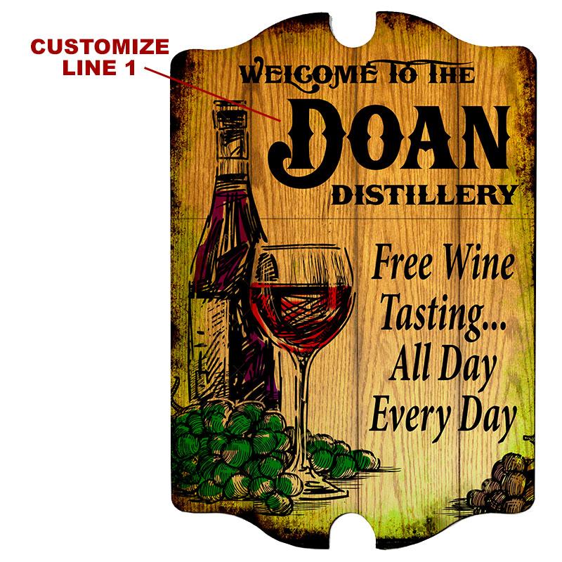 Custom Tavern Shaped Wood Bar Sign - Distillery