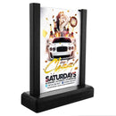 Black Wooden Table Stand for Flyers, Menus and Events – 6.75” x 4.5” Double Sided View