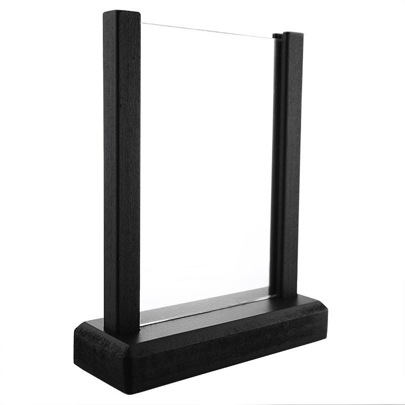 Black Wooden Table Stand for Flyers, Menus and Events – 6.75” x 4.5” Double Sided View