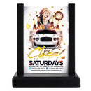 Black Wooden Table Stand for Flyers, Menus and Events – 6.75” x 4.5” Double Sided View