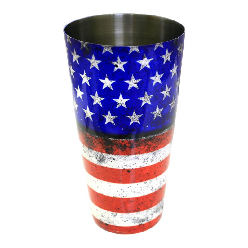 Cocktail Shaker Tin - Printed Designer Series - 28oz weighted - Grungy US Flag