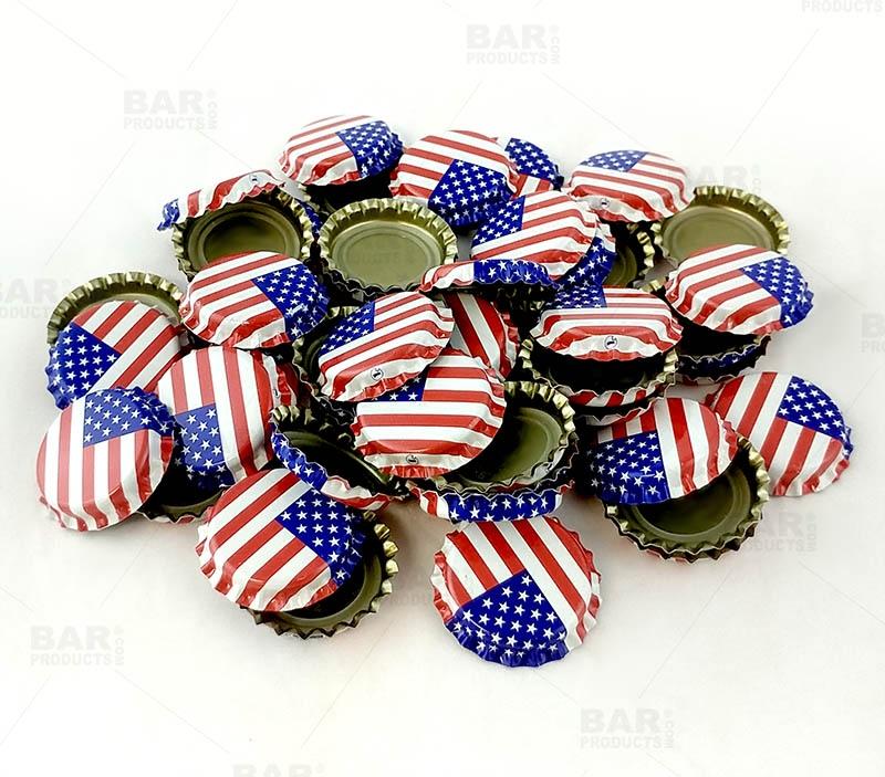 Beer Bottle Caps - American Flag - Oxygen Absorbing (Pack of 50)