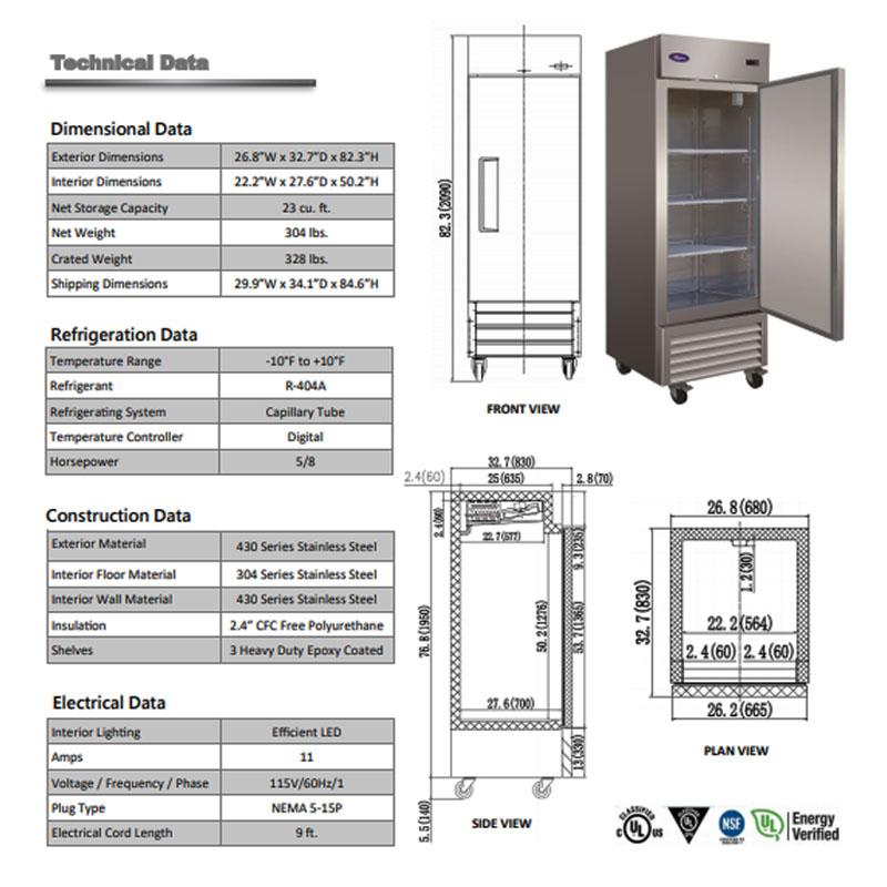 SWING DOOR MERCHANDISER FREEZER – 23 CU. FT.