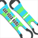 ADD YOUR NAME V-Rod® Bottle Opener - Bright Stripes - Blue/Green