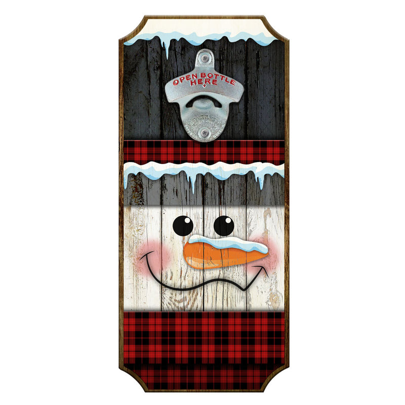 Snowman Wooden Christmas Sign / Bottle Opener Option