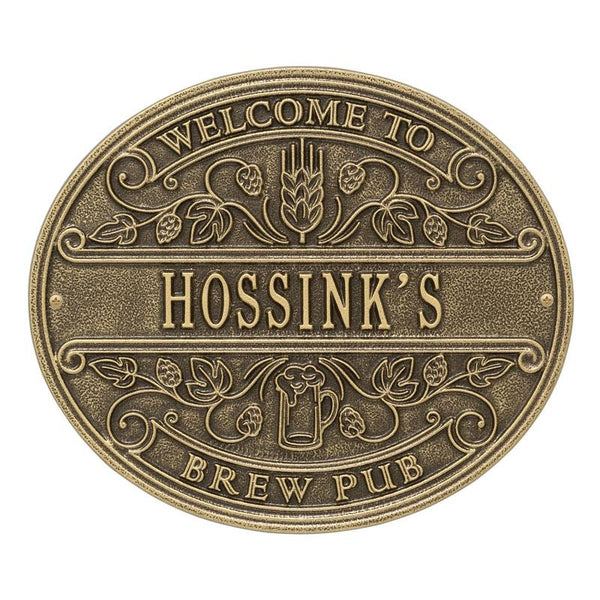 CUSTOMIZABLE Cast Aluminum Plaque - Welcome Brew Pub