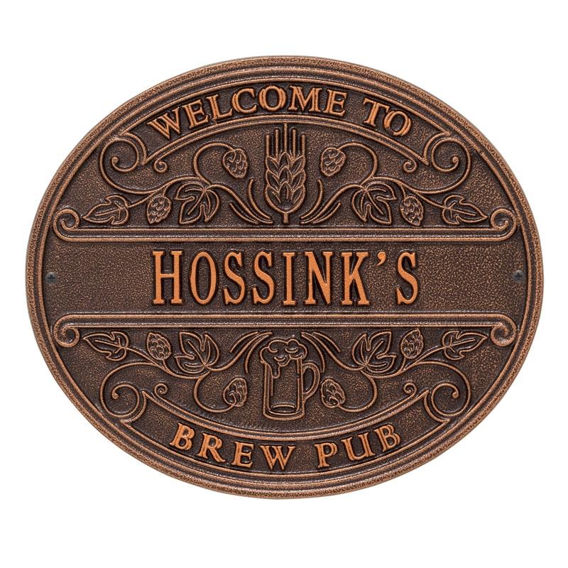 CUSTOMIZABLE Cast Aluminum Plaque - Welcome Brew Pub