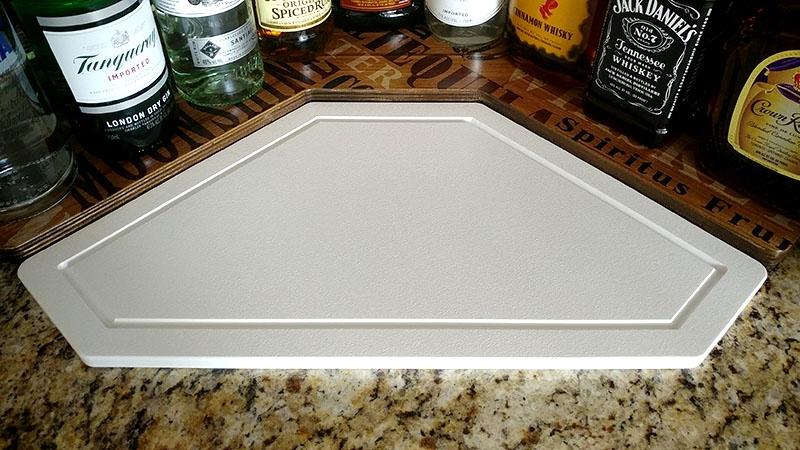 Counter Caddies™ - Stained Finish - CORNER Shelf w/ K-CUP Holes & Trash Can Inset