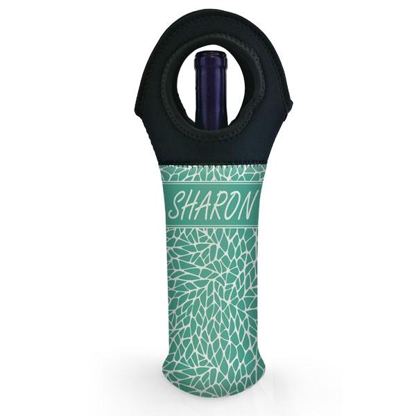 CUSTOMIZABLE Wine Bottle Tote w/ Black Handle - Crackle Pattern (Color Options)