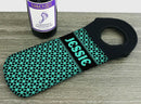 CUSTOMIZABLE Wine Bottle Tote w/ Black Handle - Floral Pattern (Color Options)