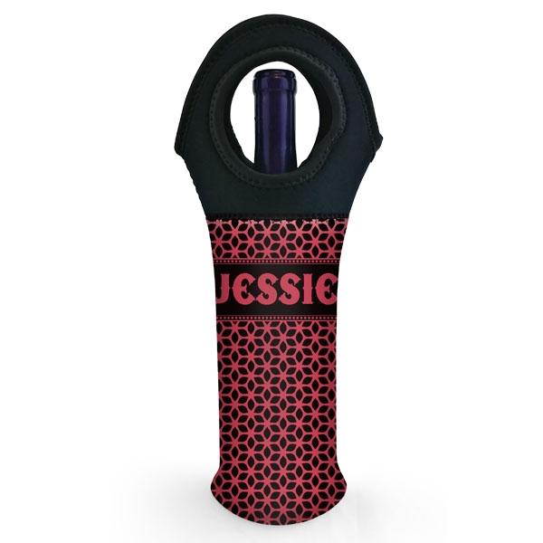 CUSTOMIZABLE Wine Bottle Tote w/ Black Handle - Floral Pattern (Color Options)