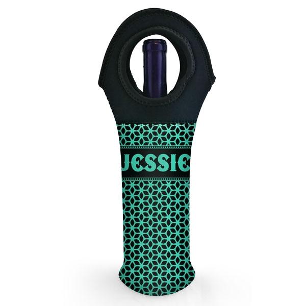 CUSTOMIZABLE Wine Bottle Tote w/ Black Handle - Floral Pattern (Color Options)