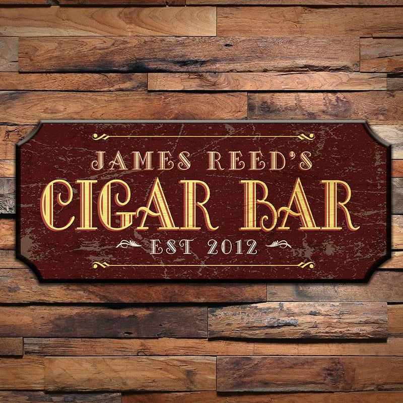  CUSTOMIZABLE Wood Plaque Sign - CIGAR BAR - Color Options