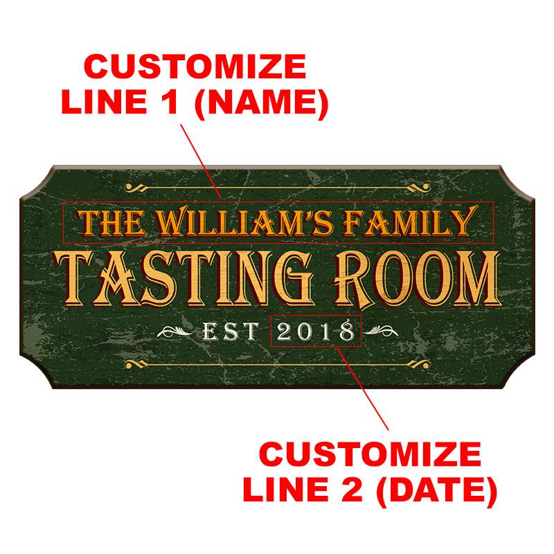 CUSTOMIZABLE Wood Plaque Sign - TASTING ROOM - Color Options